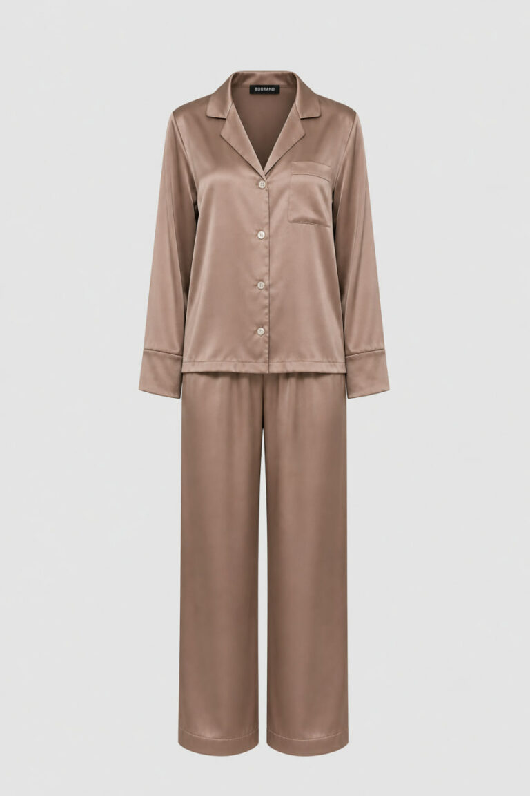 BOBRAND Women's Pajama Set in Beige – Viscose “Salted Caramel” – Top and Pants