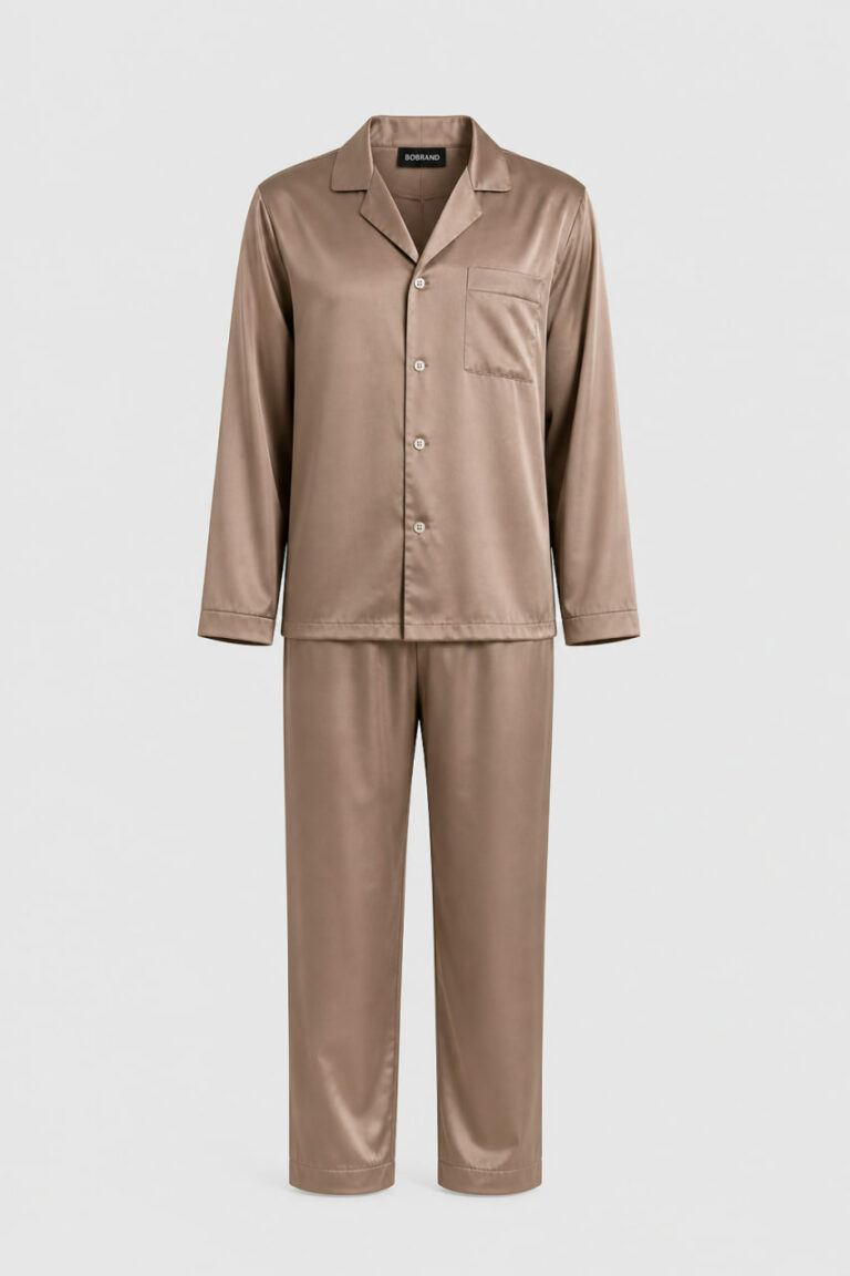 BOBRAND Men's Pajama Set in Beige – Viscose “Salted Caramel” – Top and Pants