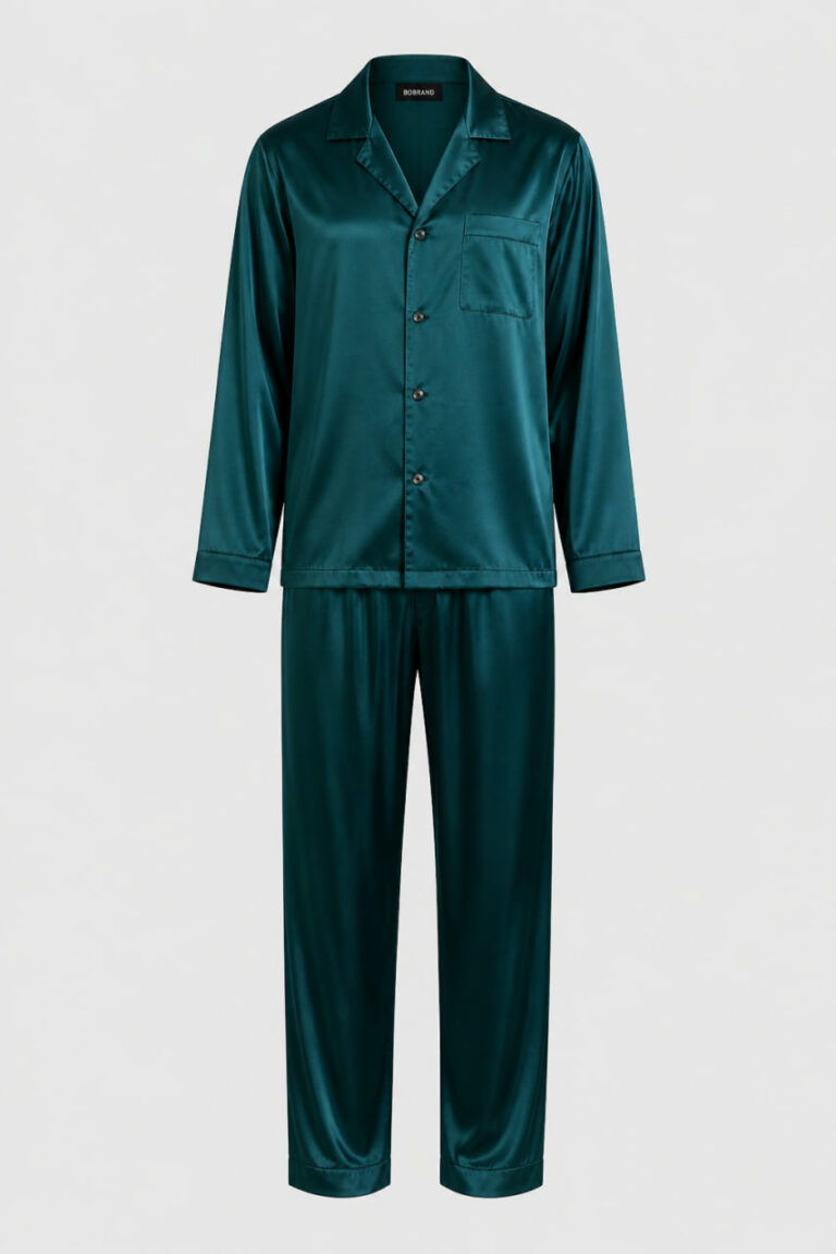 BOBRAND Men's Pajama Set in Green – Viscose “Green Night” – Top and Pants