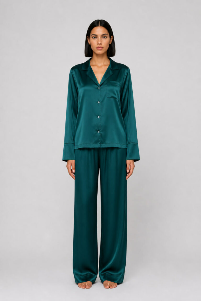 BOBRAND Women's Pajama Set in Green – Viscose “Green Night” – Top and Pants - image 2