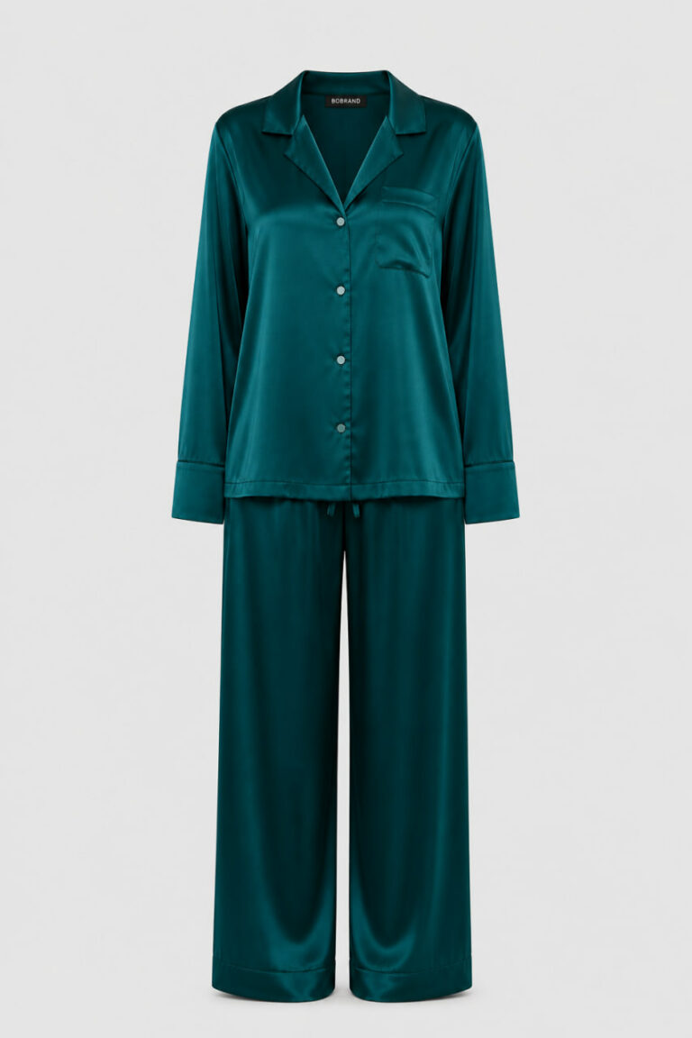 BOBRAND Women's Pajama Set in Green – Viscose “Green Night” – Top and Pants