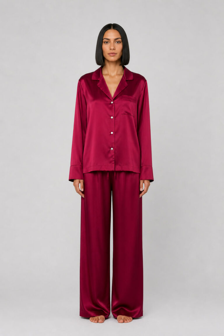 BOBRAND Women's Pajama Set in Burgundy – Viscose “Cherry Night” – Top and Pants - image 2