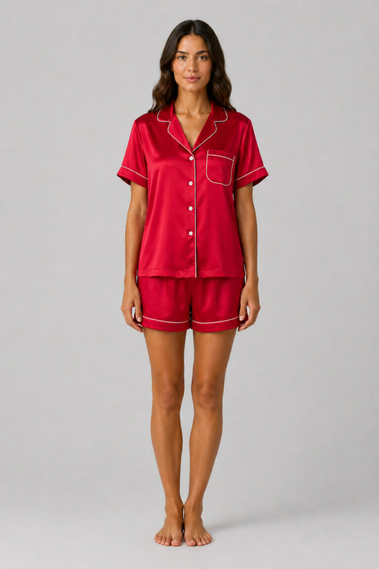 BOBRAND Women's Pajama Set in Red – Viscose – Top and Shorts - image 2
