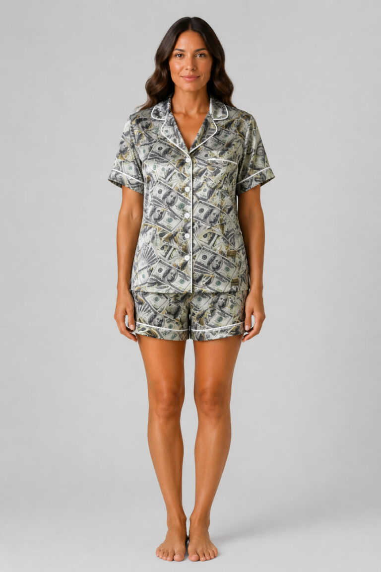 BOBRAND Women's Pajama Set in Green – Viscose, Themed Print – Top and Shorts - image 2