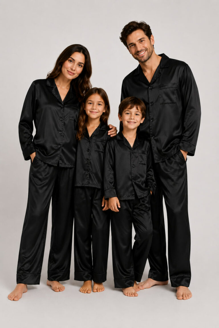 BOBRAND Family Matching Pajama Set in Black – Viscose – Top and Pants (2-7 Pajamas) - image 2
