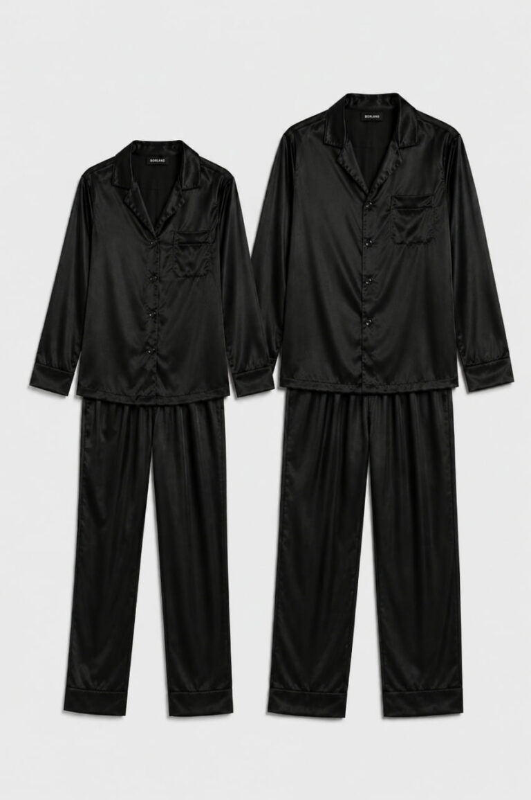 BOBRAND Couples' Matching Pajama Set in Black – Viscose – Top and Pants (2 Pajamas)