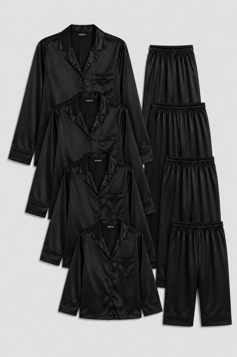 BOBRAND Family Matching Pajama Set in Black – Viscose – Top and Pants (2-7 Pajamas)