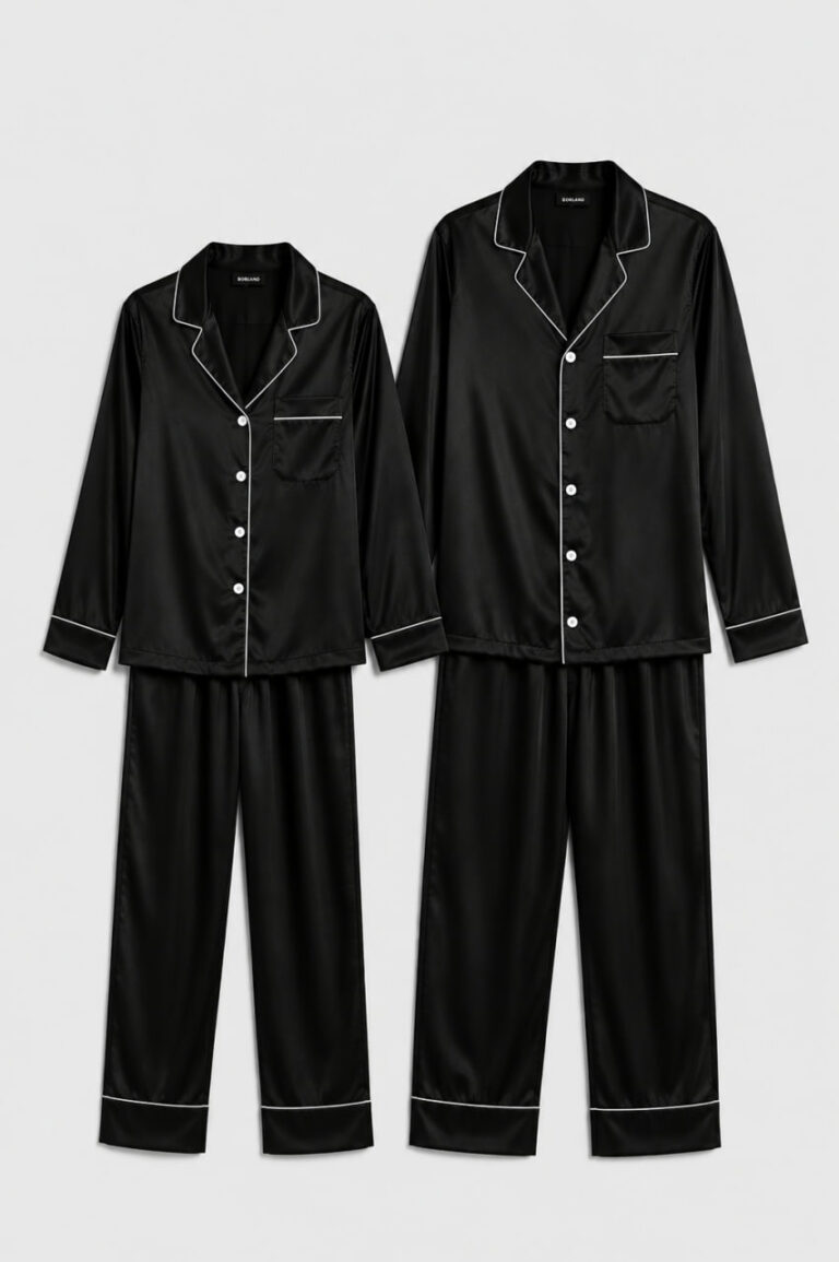 BOBRAND Couples' Matching Pajama Set in Black – Viscose – Top and Pants (2 Pajamas)