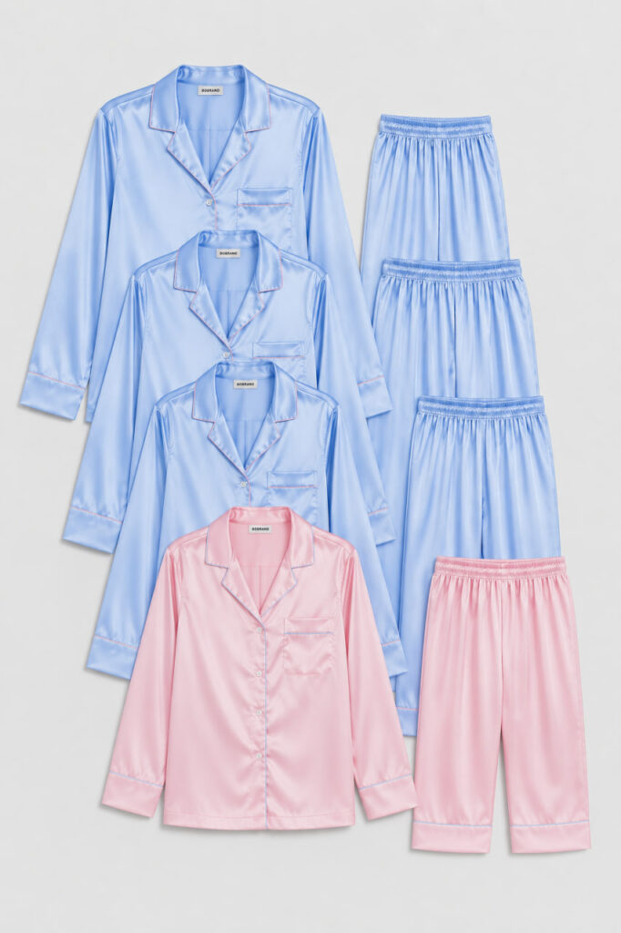 BOBRAND Women's Pajama Party Set in Pink – Viscose “Girls Party” – Top and Pants (3-8 Pajamas)