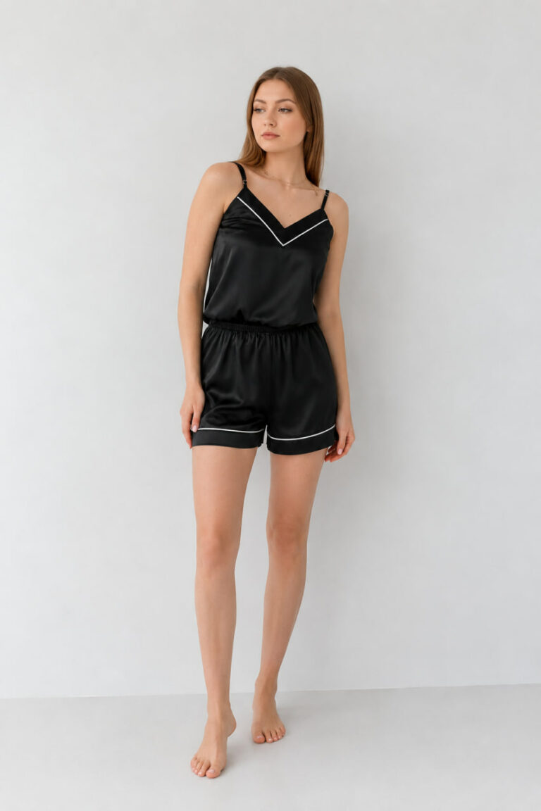 BOBRAND Women's Pajama Set in Black – Viscose – Shorts and Camisole - image 2