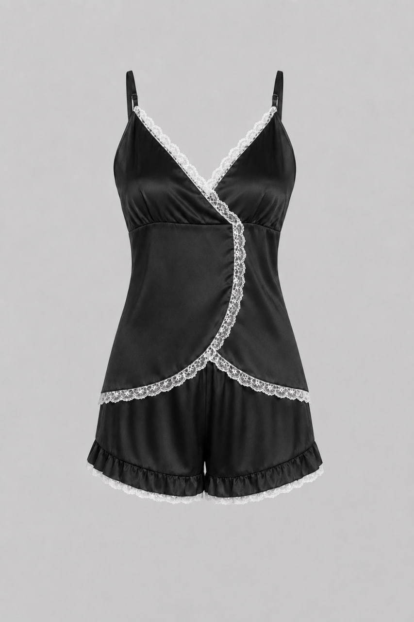 BOBRAND Women's Pajama Set in Black – Viscose “Black” – Shorts and Camisole BOBRAND Women's Pajama Set in Black – Viscose “Black” – Shorts and Camisole