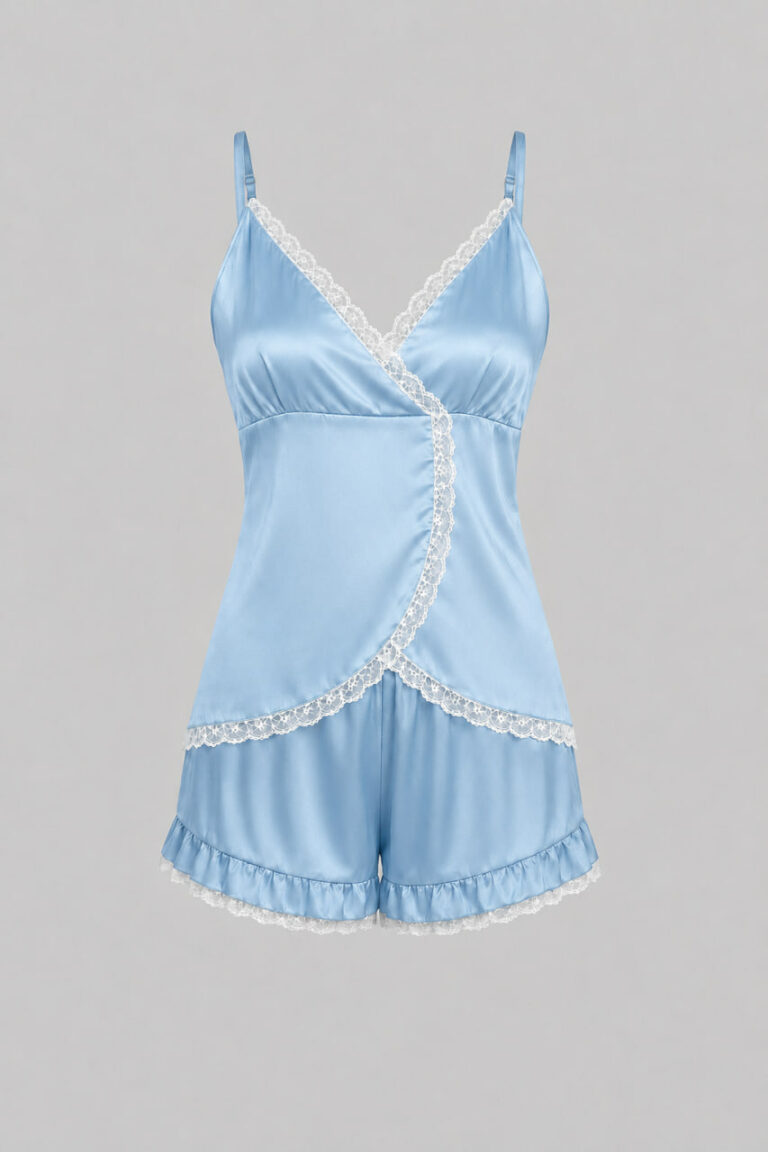 BOBRAND Women's Pajama Set in Blue – Viscose “Blue” – Shorts and Camisole