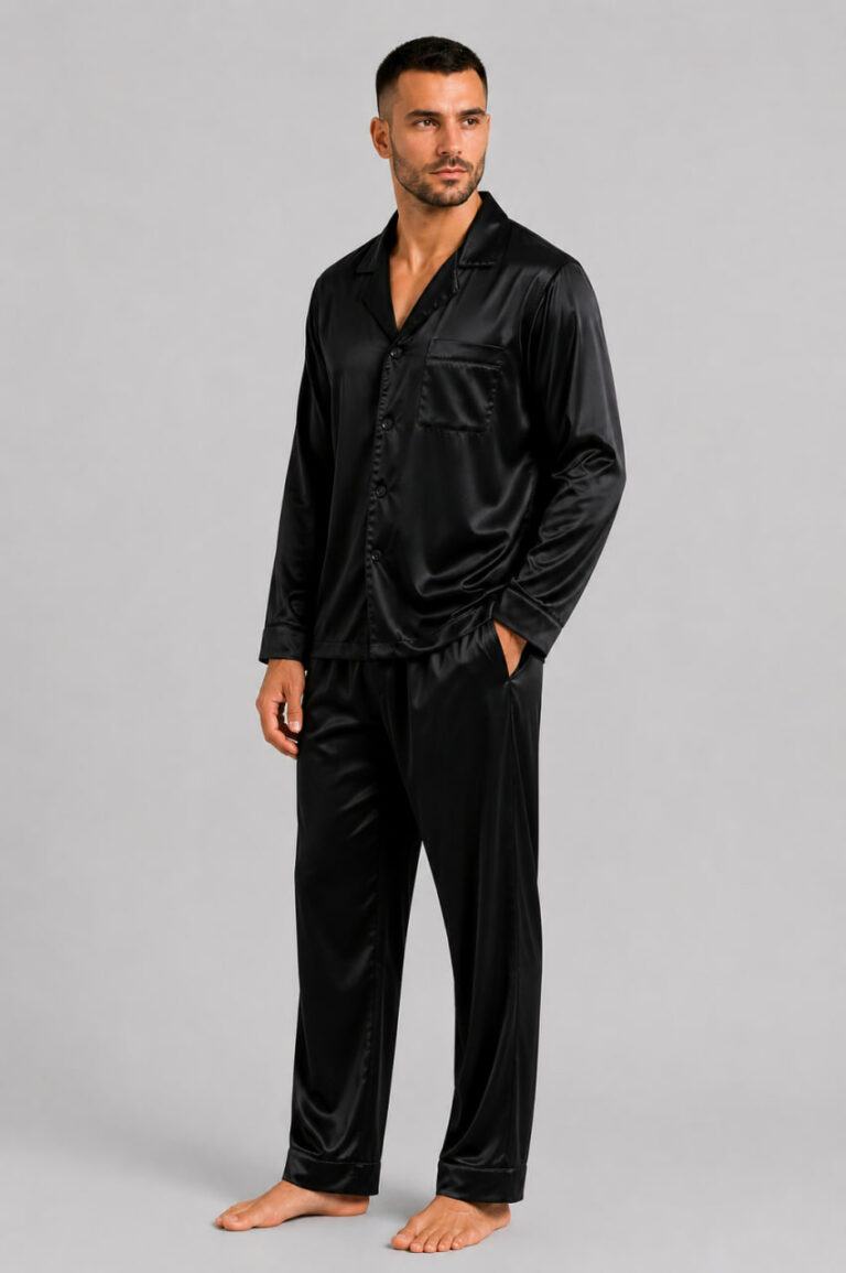 BOBRAND Men's Pajama Set in Black – Viscose “Total Black” – Top and Pants - image 2