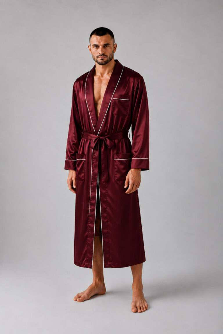 BOBRAND Men's Robe in Burgundy – Viscose - image 2