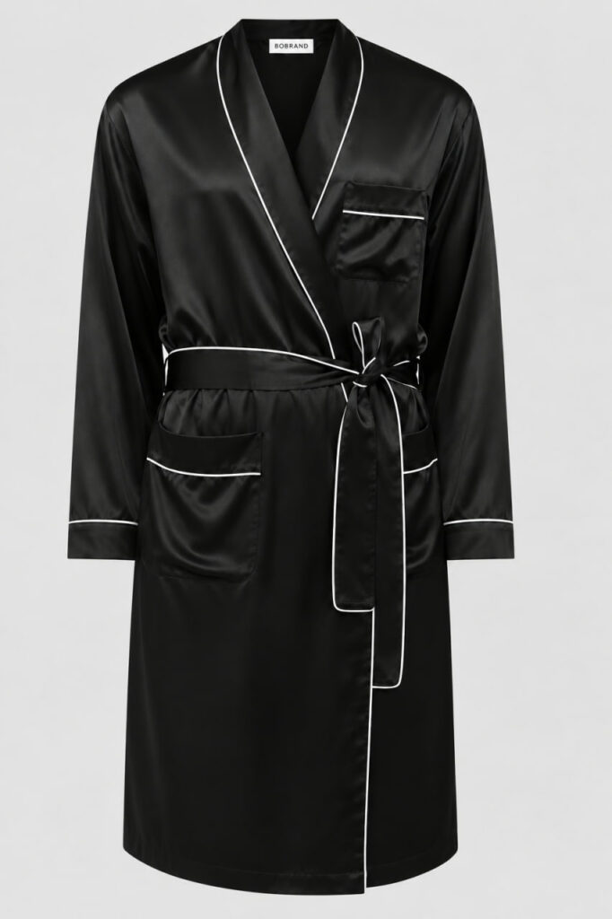 BOBRAND Men's Robe in Black – Viscose