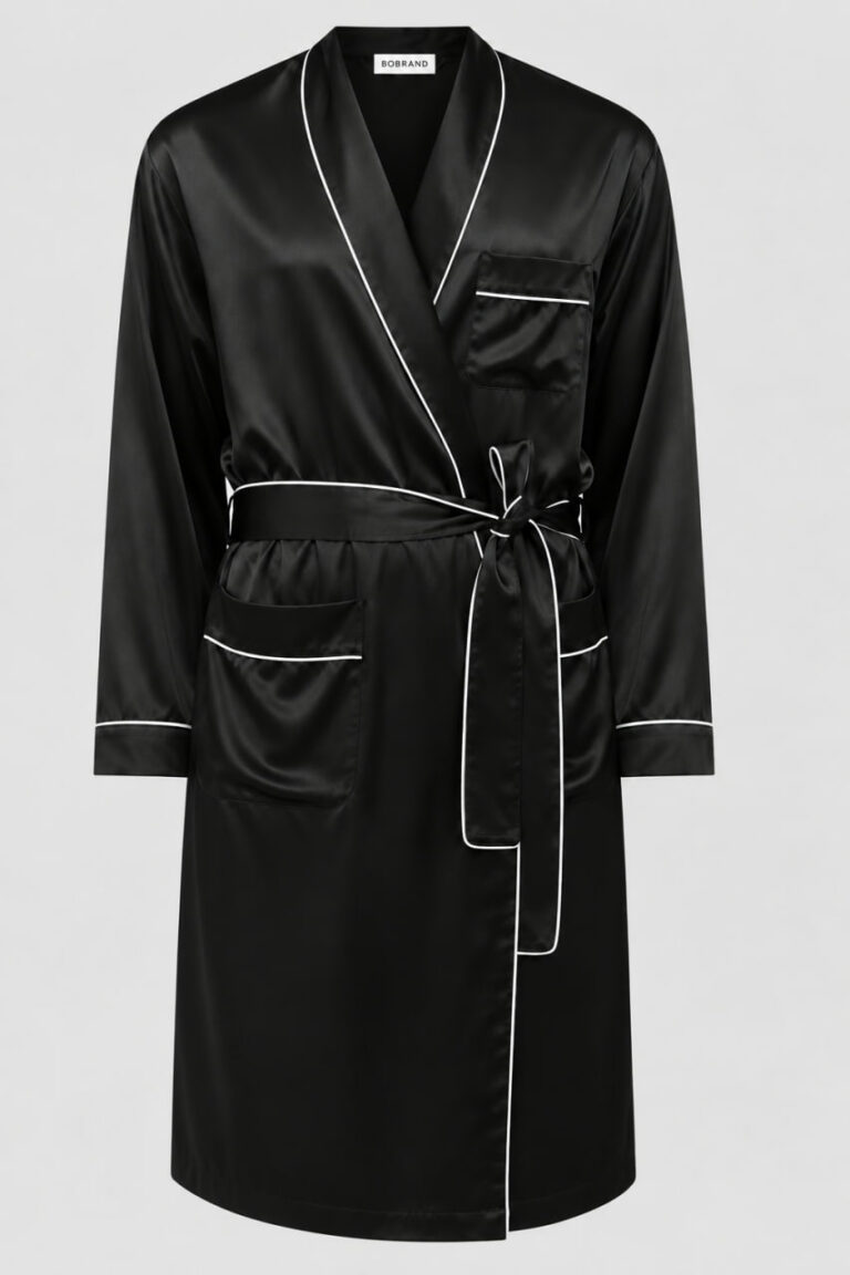 BOBRAND Men's Robe in Black – Viscose