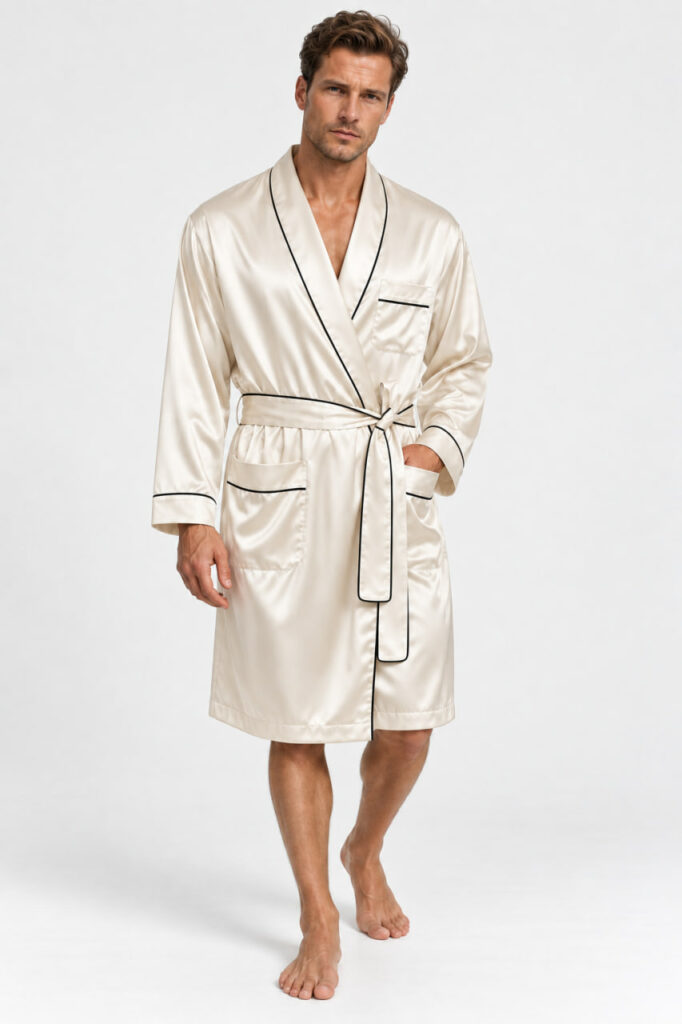 BOBRAND Men's Robe in Ivory – Viscose - image 2