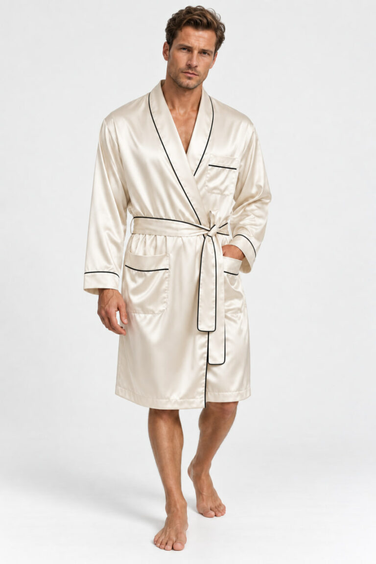 BOBRAND Men's Robe in Ivory – Viscose - image 2