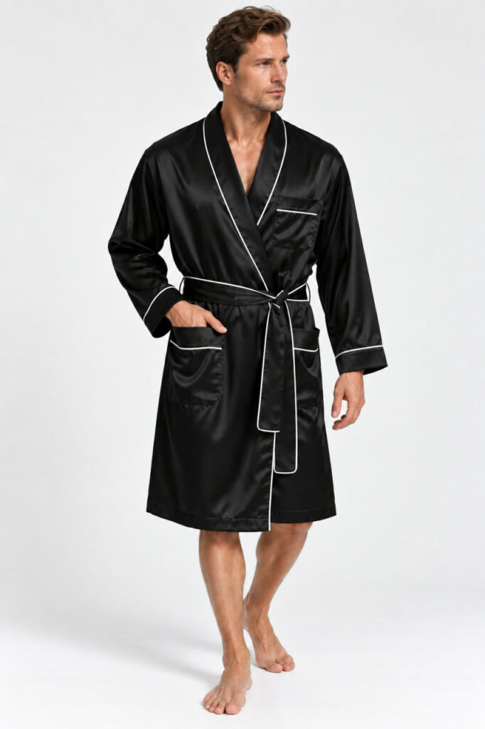 BOBRAND Men's Robe in Black – Viscose - image 2