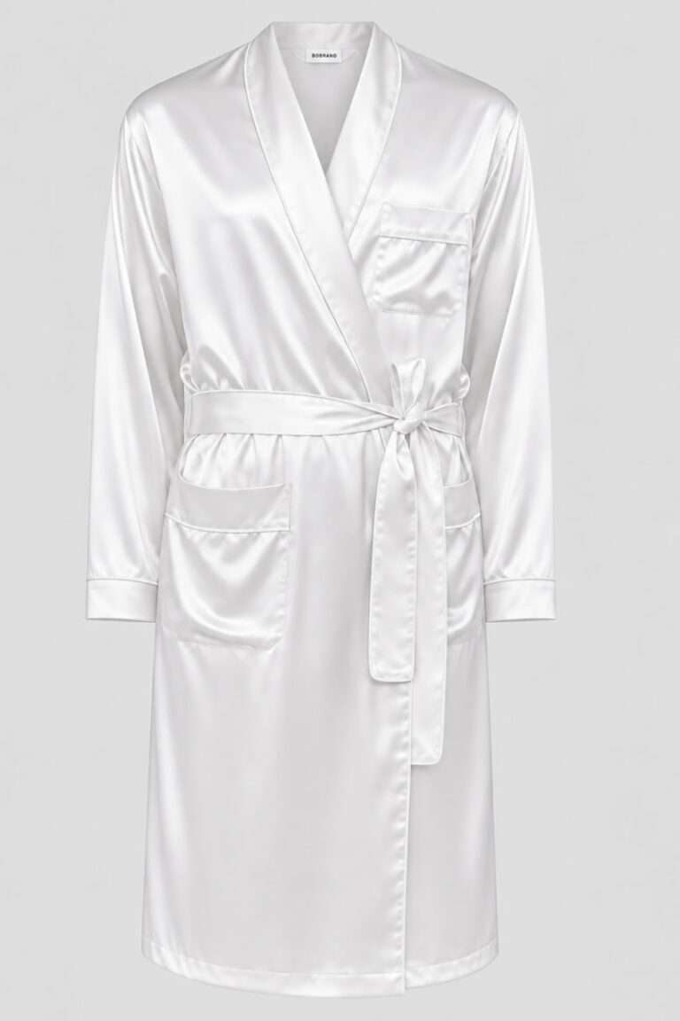 BOBRAND Men's Robe in White – Viscose