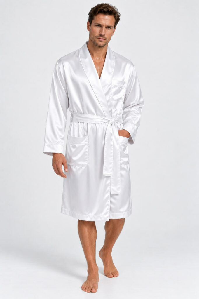 BOBRAND Men's Robe in White – Viscose - image 2